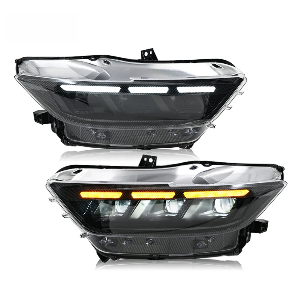 Carbon Fiber LED Headlight for 2015-2017 Ford Mustang S550 Projector Front Lamp Assembly